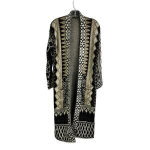MAXSPORT Cardigan‎ Sweater Coat Womens M Tan Geometric Open Front Boho